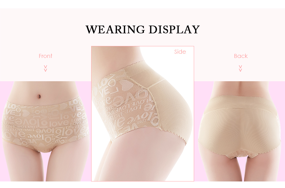 Women Butt Lifter Mid-rise Letter Printed Lace Padded Hip Enhancer Underwear