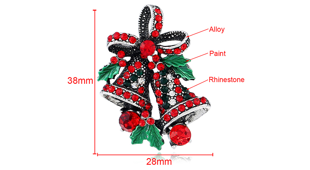 BR1349 Vintage Bell Style Christmas Brooch