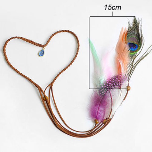 Bohemian Peacock Artificial Feather and Crystal Headband