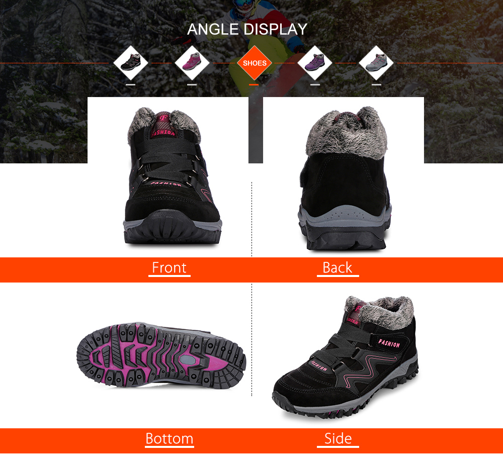 Outdoor Flat Heel Anti-slip Snow Suede Warm Fur Lined Sneakers