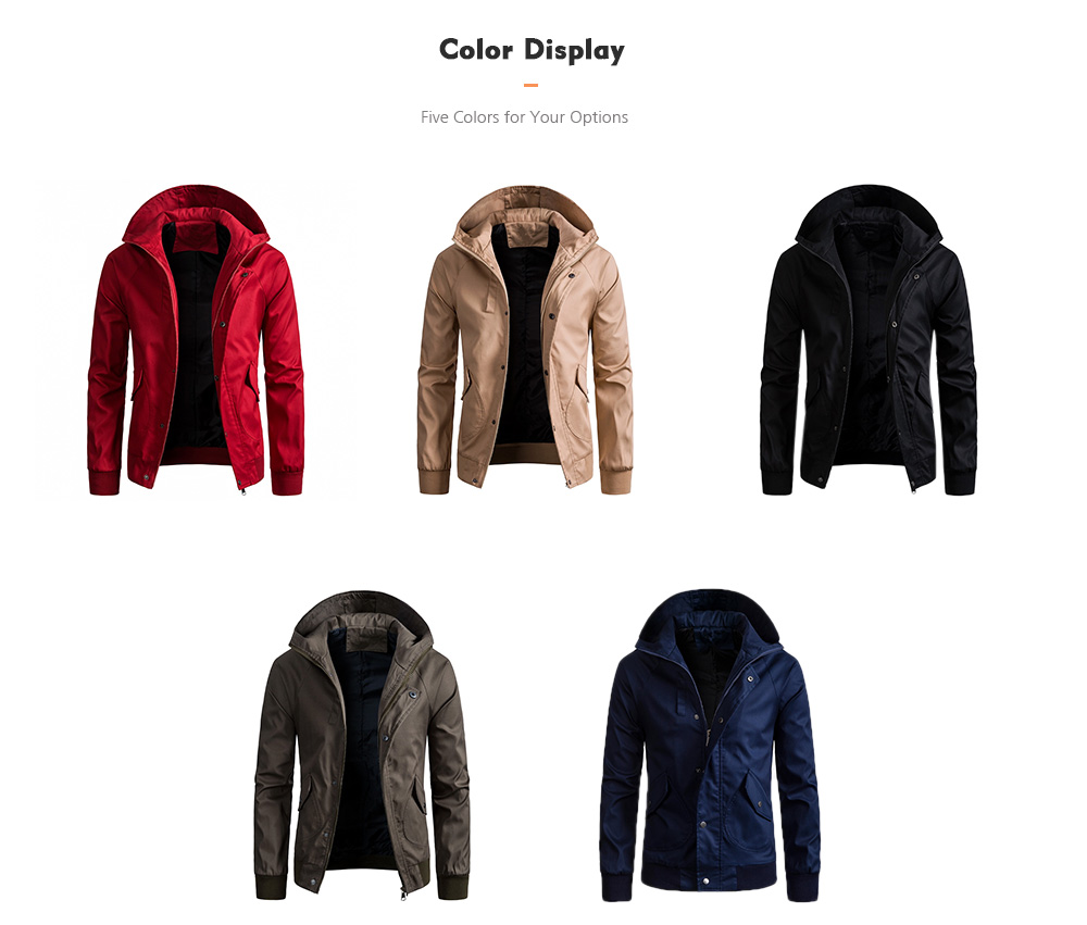 Winter Men'S Solid Color Jacket Casual Hooded Coat