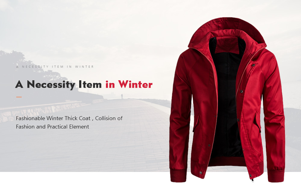 Winter Men'S Solid Color Jacket Casual Hooded Coat