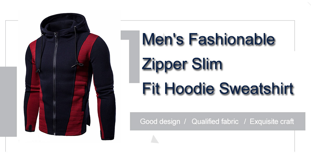 Men's Fashionable Zipper Slim Fit Hoodie Sweatshirt