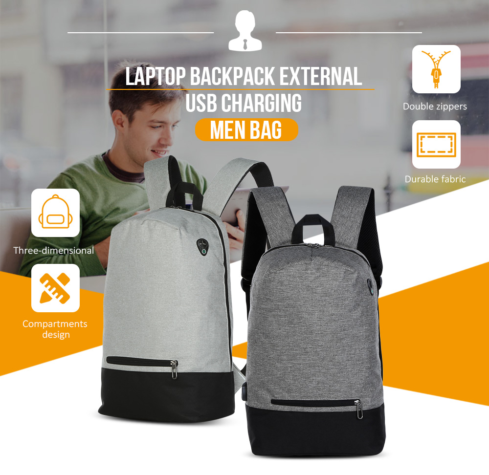 Guapabien USB Charging Laptop Casual Backpack Men Travel Bag