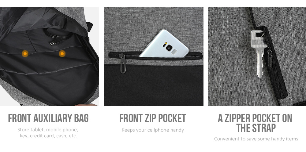 Guapabien USB Charging Laptop Casual Backpack Men Travel Bag
