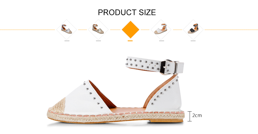 Round Toe Rivet Grass Weaving Flat Shoes Fisherman Sandal for Women