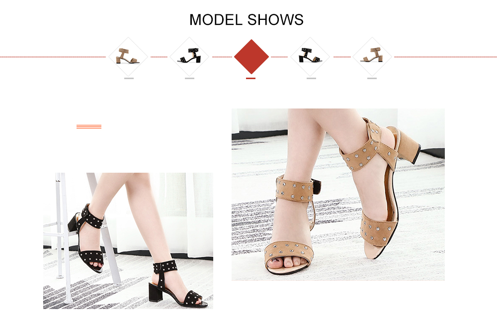 Open Toe Thick Heel Rivet Women Shoes Female Sandals