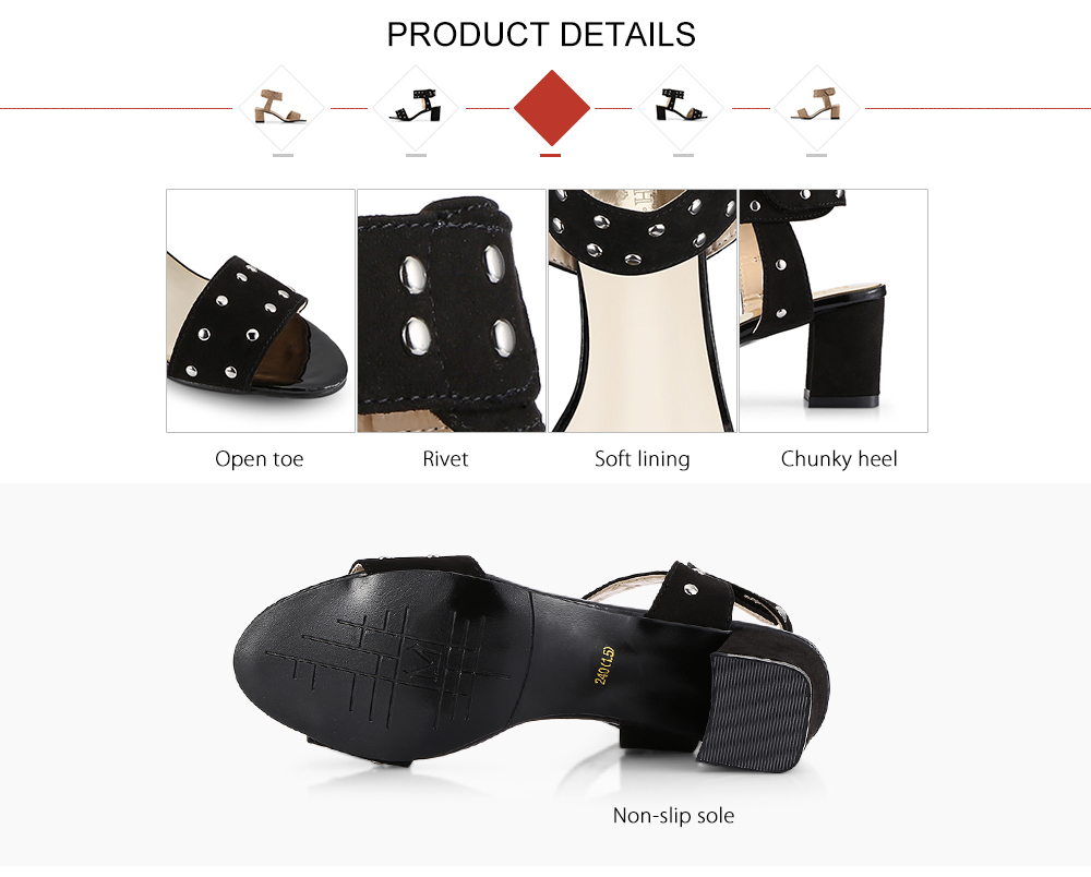 Open Toe Thick Heel Rivet Women Shoes Female Sandals