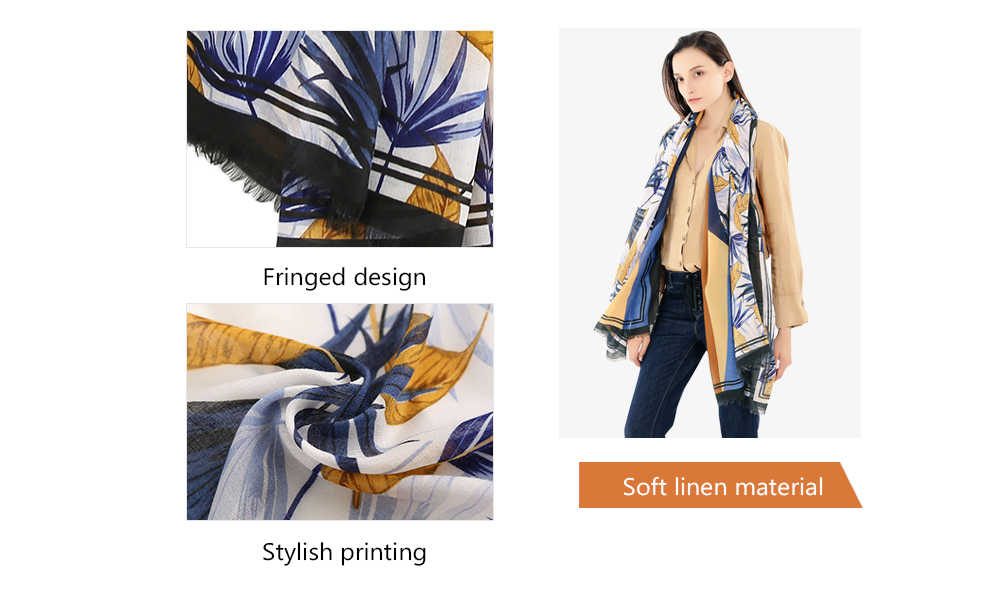 Female Print Soft Lady Fringed Scarf Women Wide Long Shawl Wrap