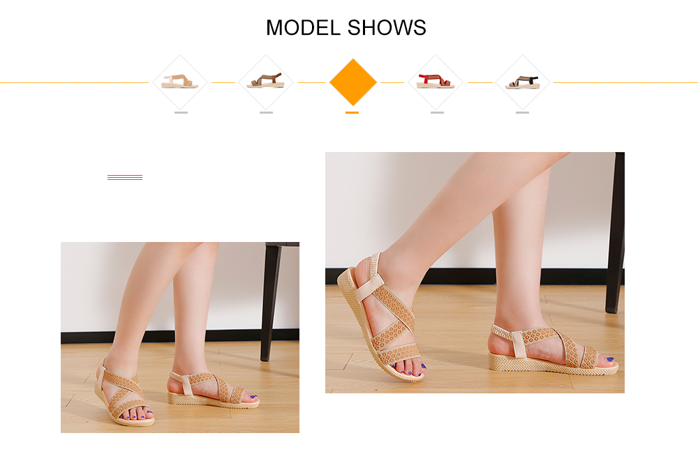 Summer Women Low Heel Open-toe Shoes Flat Elastic Band Girl's Sandals