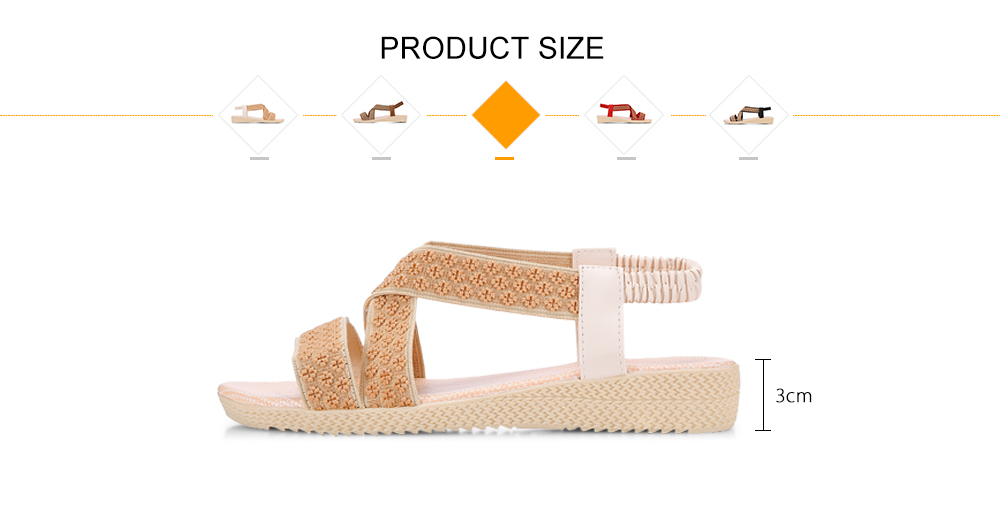 Summer Women Low Heel Open-toe Shoes Flat Elastic Band Girl's Sandals