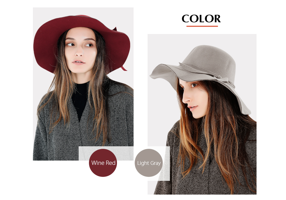 Fedora Vintage Pure Women Warm Travel Cap Waves Brim Lady Sun Hat