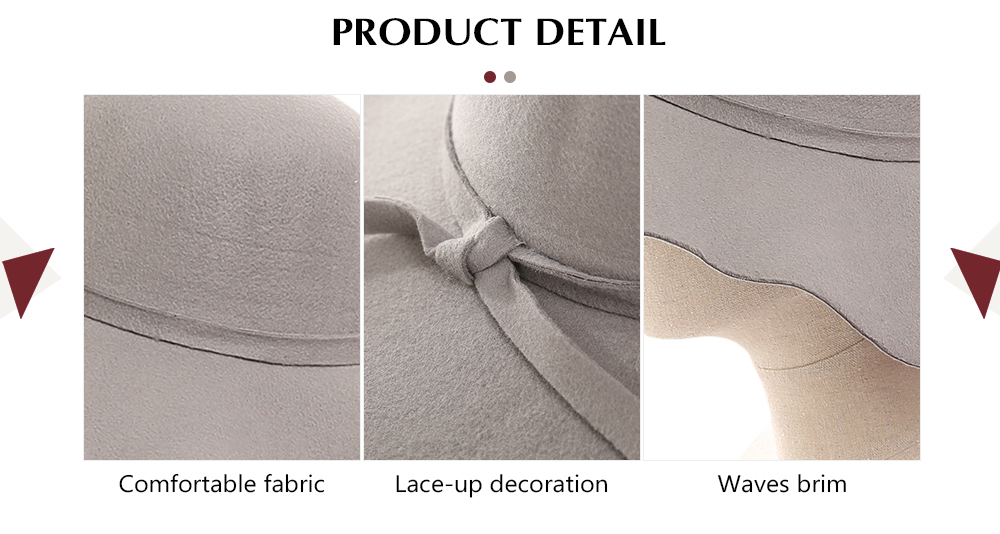 Fedora Vintage Pure Women Warm Travel Cap Waves Brim Lady Sun Hat