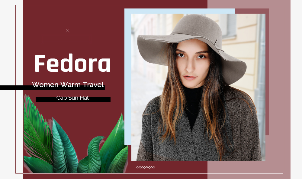 Fedora Vintage Pure Women Warm Travel Cap Waves Brim Lady Sun Hat