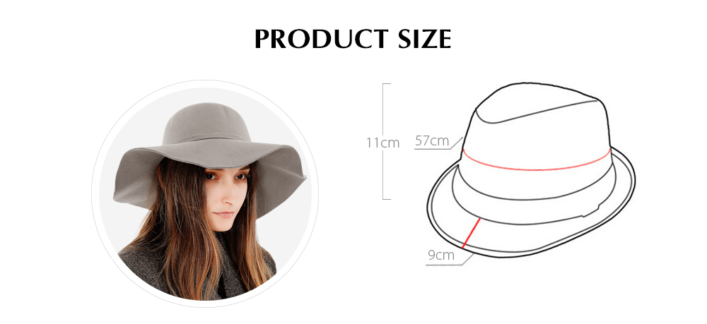 Fedora Vintage Pure Women Warm Travel Cap Waves Brim Lady Sun Hat