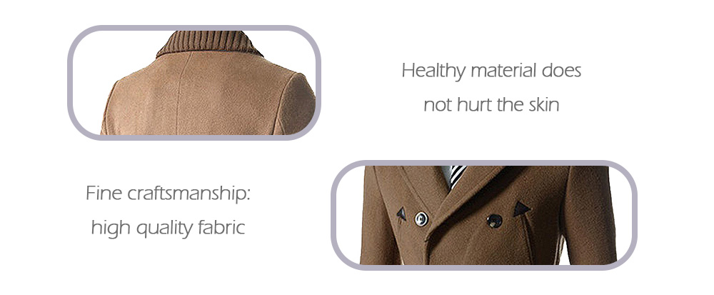 Stylish Comfortable Men Button Slim Woollen Coat