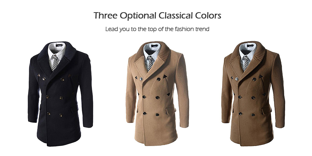 Stylish Comfortable Men Button Slim Woollen Coat
