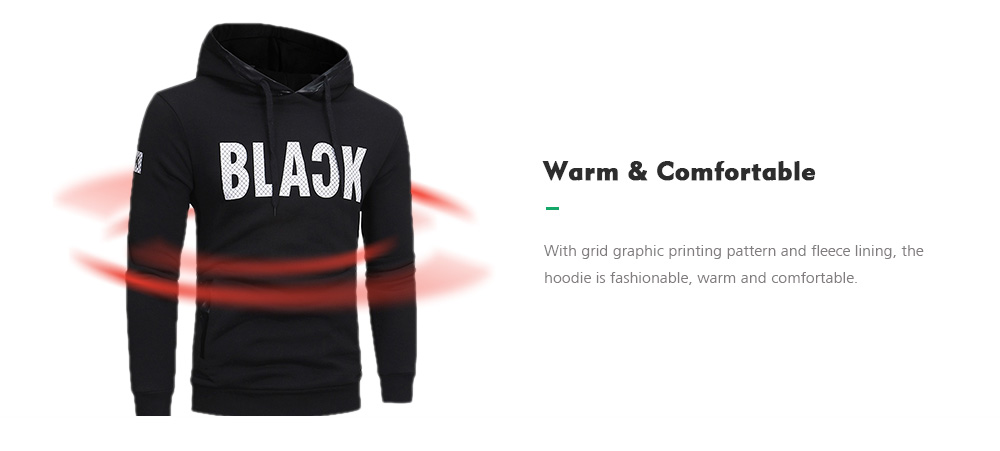 Graphic Print PU Leather Panel Fleece Hoodie