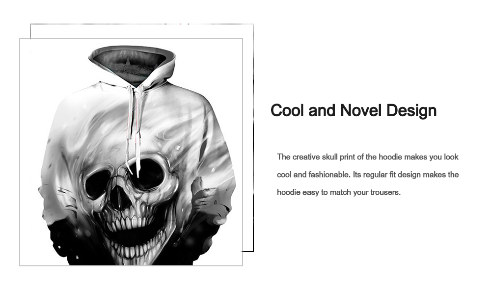 Skull Print Long Sleeve Pullover Hoodie Sweatshirt