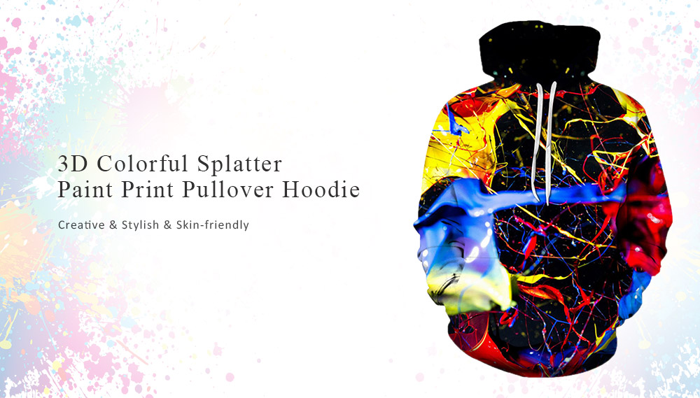 3D Colorful Splatter Paint Print Pullover Hoodie