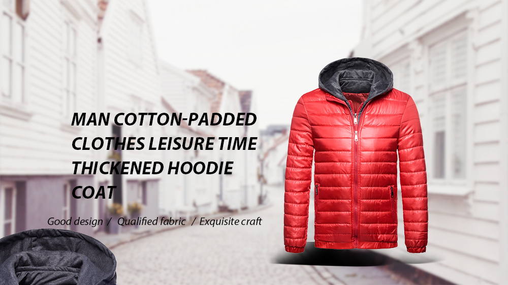 Man Cotton-Padded Clothes Leisure Time Thickened Hoodie Coat