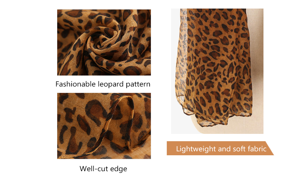 Stylish Leopard Print Lightweight Shawl Long Scarf for Women