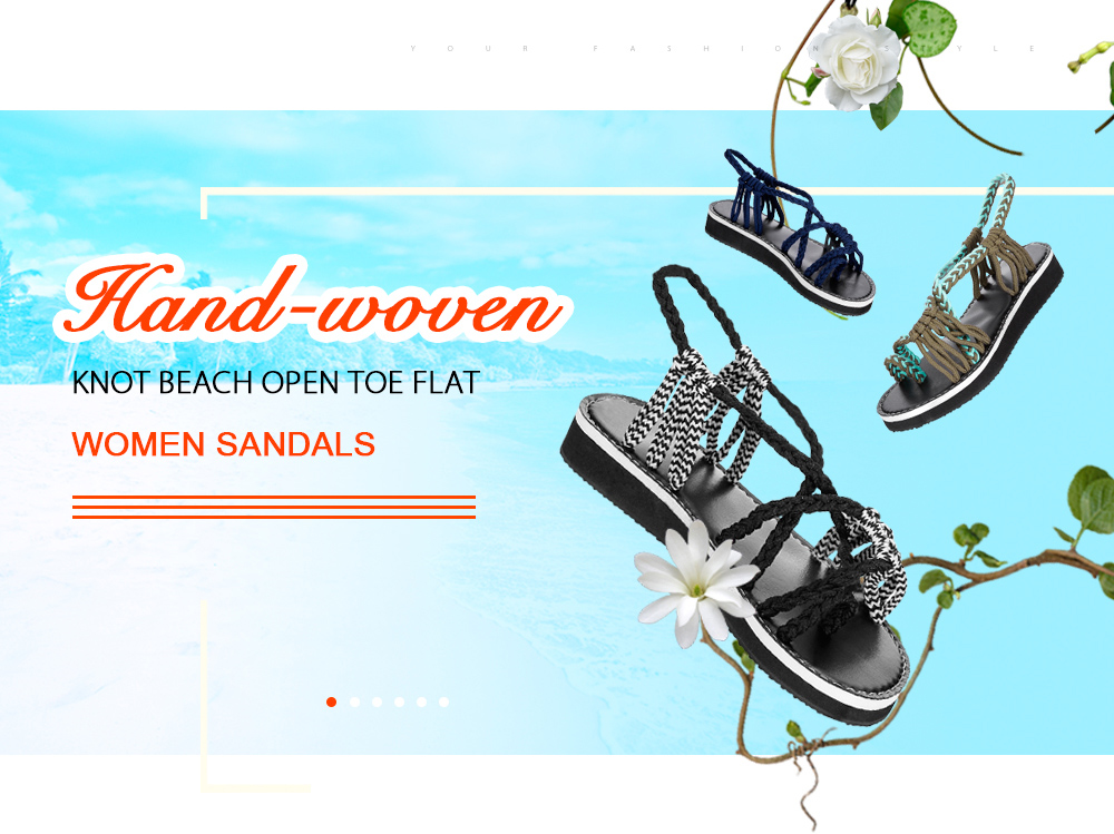 Hand-woven Knot Beach Open Toe Flat Women Sandals