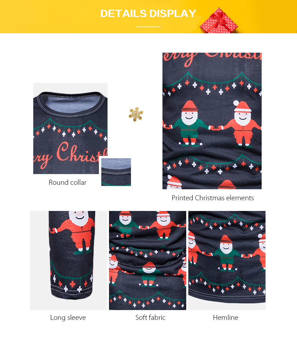 Men's Christmas Santa Claus Round Collar Long Sleeve T-shirt