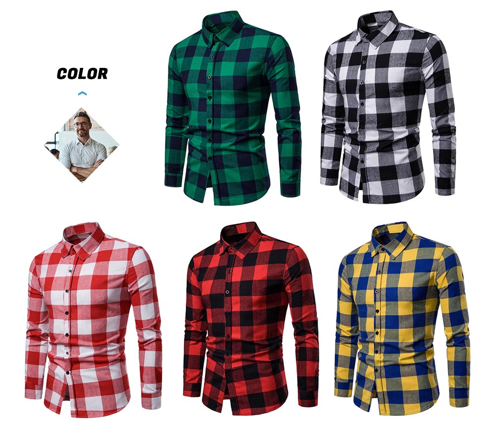 Fashion Slim Fit Lattice Turn Down Collar Long Sleeve Men Shirt