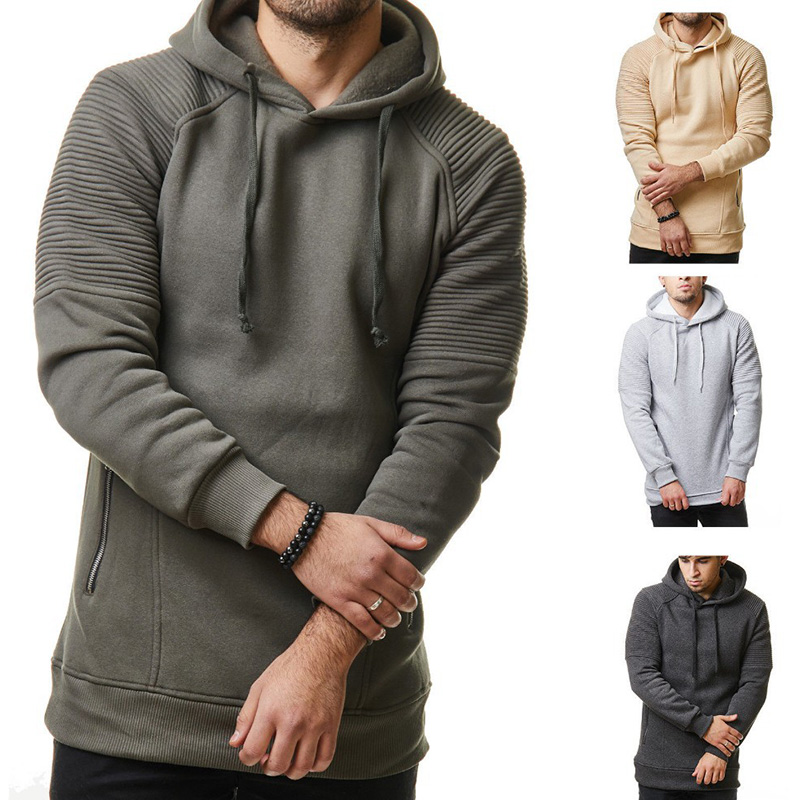 Zipper Pockets Drawstring Hoodie