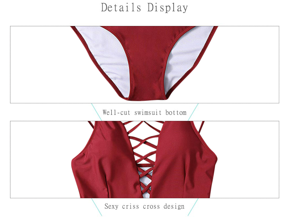 Sexy Spaghetti Strap Criss Cross Hollow Out Pad Backless Swimsuit for Women