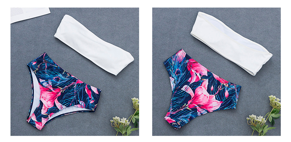 Printing Sexy Women Bikini Set Bandage Wrap Padded Swimwear Swimsuit
