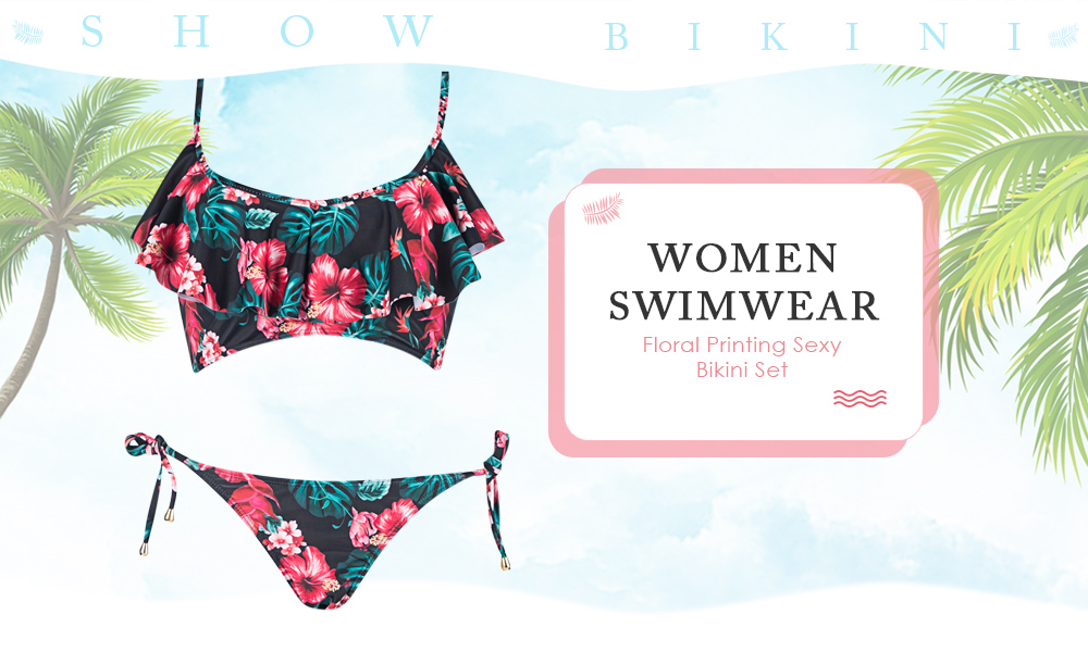 Women Swimwear Low Waist Swimsuit Printing Sexy Bikini Set Bathing Suit