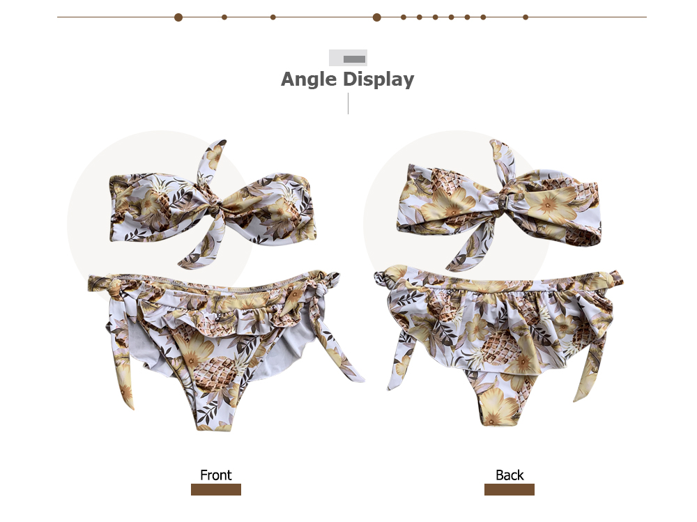 Women Sexy Flouncing Buckle Floral Print Two-piece Swimwear Bikini Set