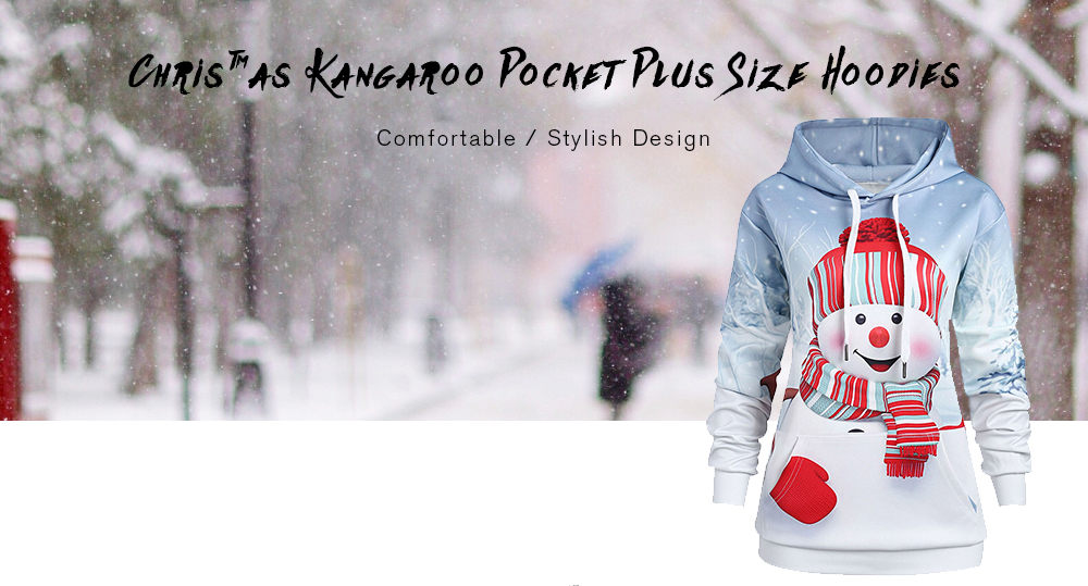 Christmas Kangaroo Pocket Plus Size Hoodie