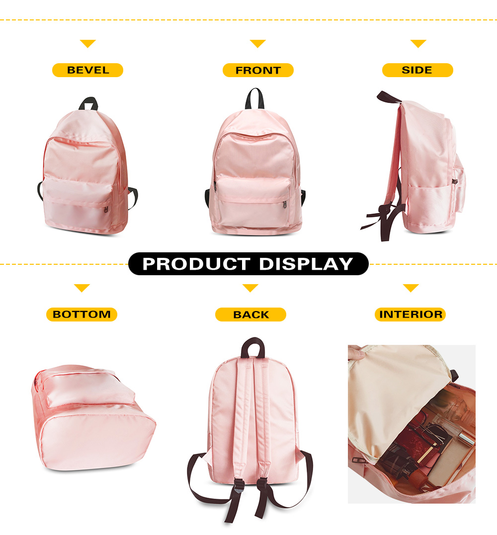 Guapabien Lady Casual Style Solid Color Simple Design Girl Backpack