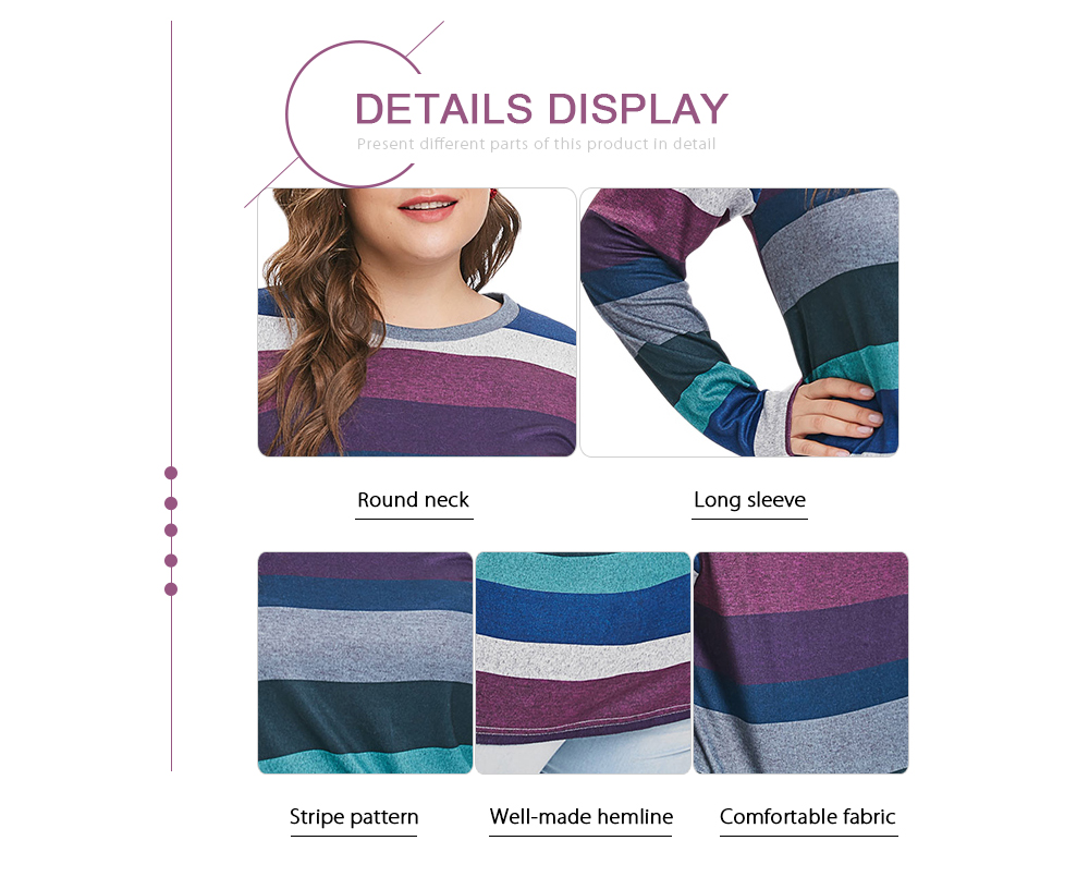 Striped Panel Twist Plus Size T-shirt