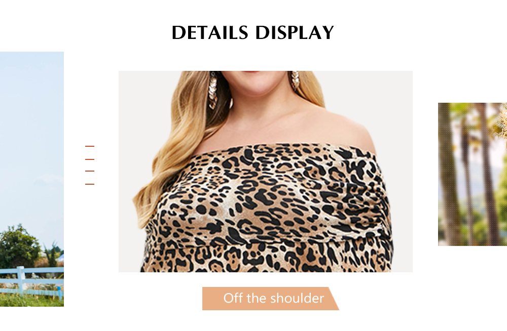 Plus Size Off The Shoulder Leopard Print Asymmetrical Top