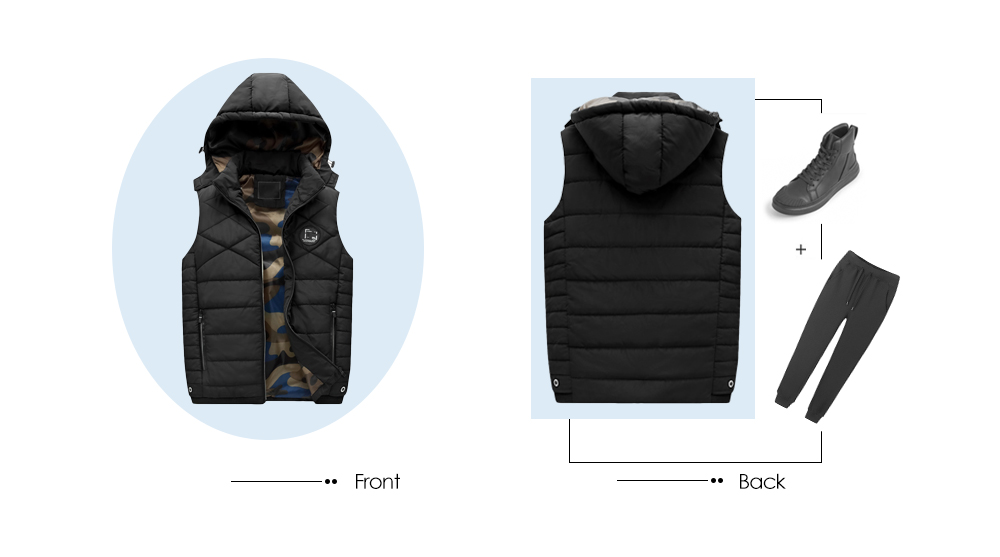 Male Fashion Slim Fit Hooded Down Vest for Men