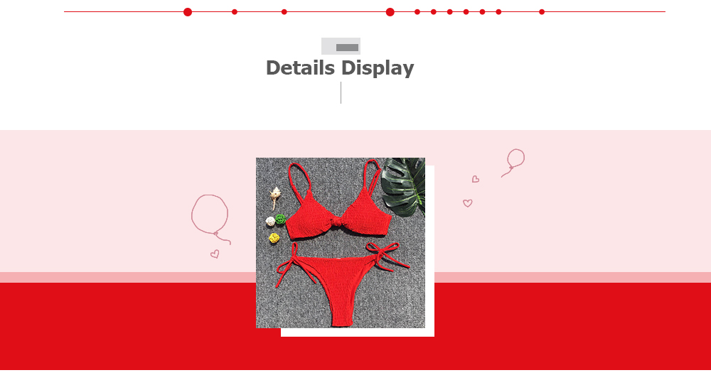 Spaghetti Strap Backless Padded Solid Color Tied Low Waist Women Bikini Set