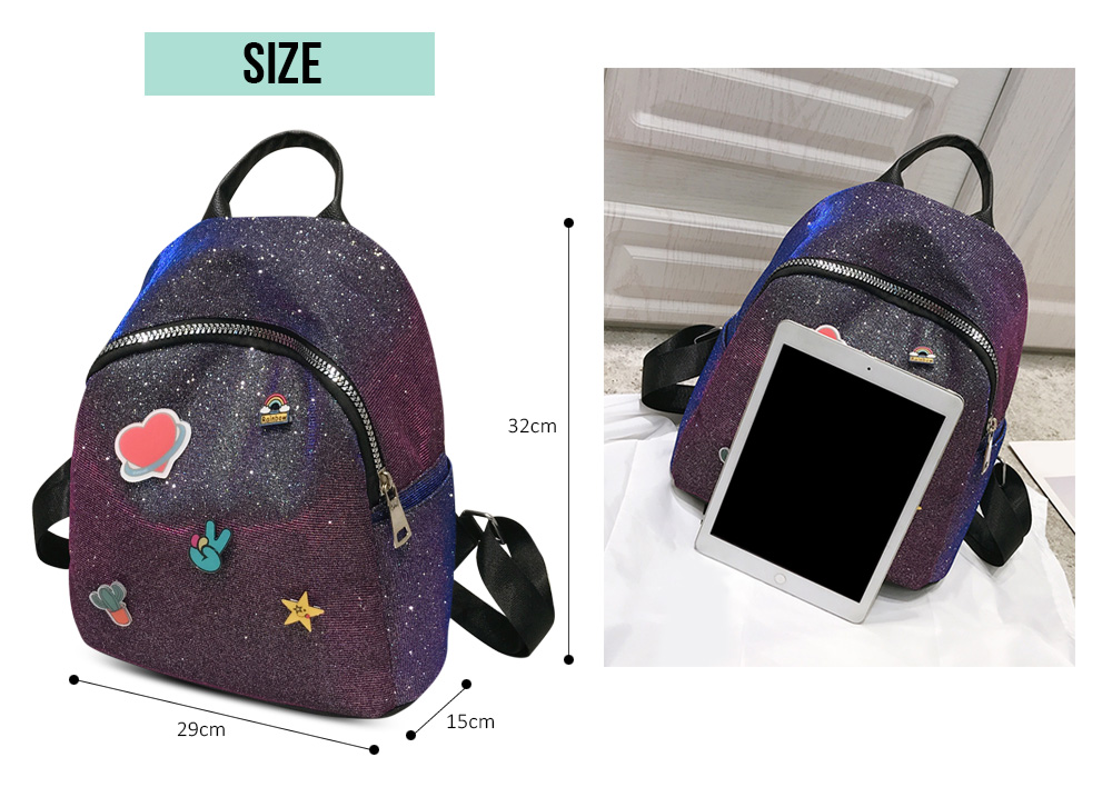 Guapabien Lady Casual Style Badge Sequin Girl Backpack