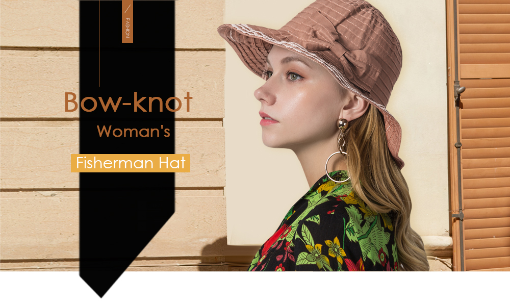 Bow-knot Woman's Retro Fashion Casual Outdoor Fisherman Hat