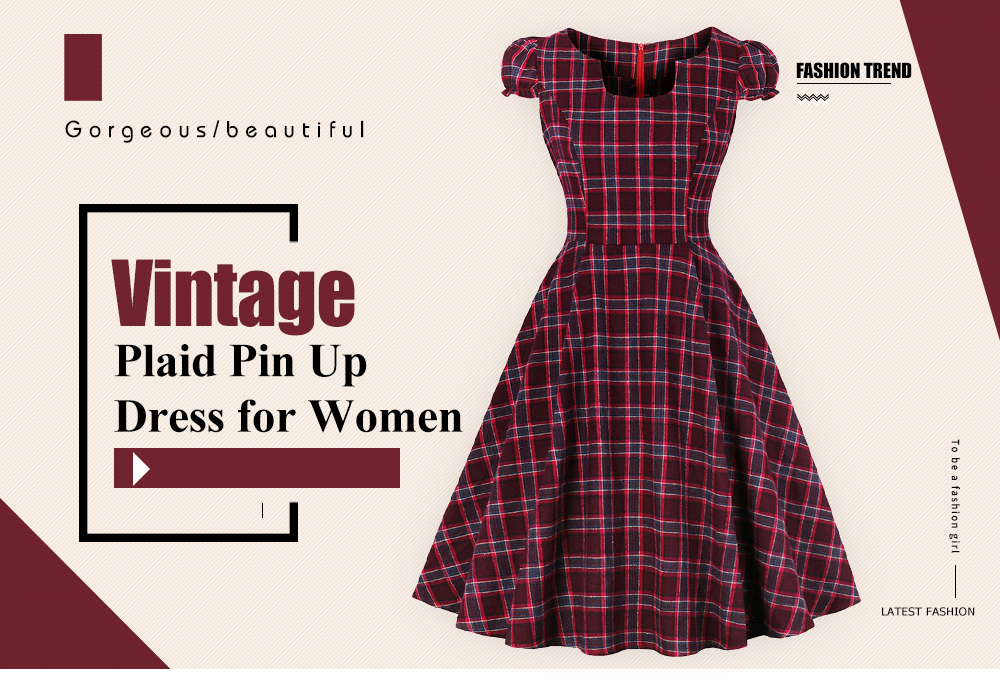 Vintage Plaid Pin Up Dress