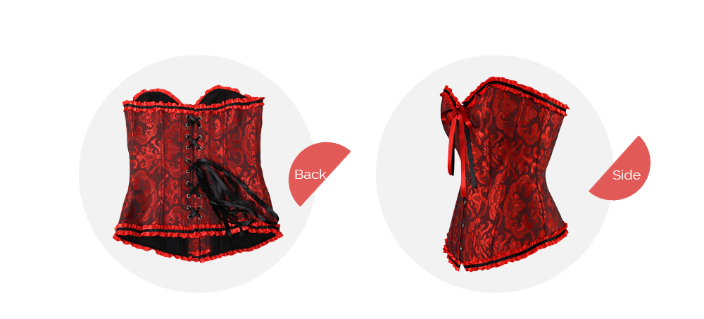 Plus Size Ruffle Trim Printed Corset