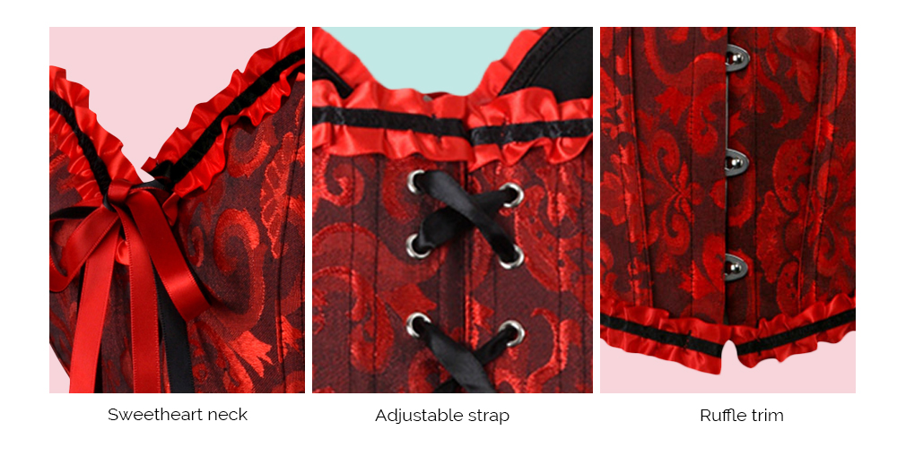 Plus Size Ruffle Trim Printed Corset