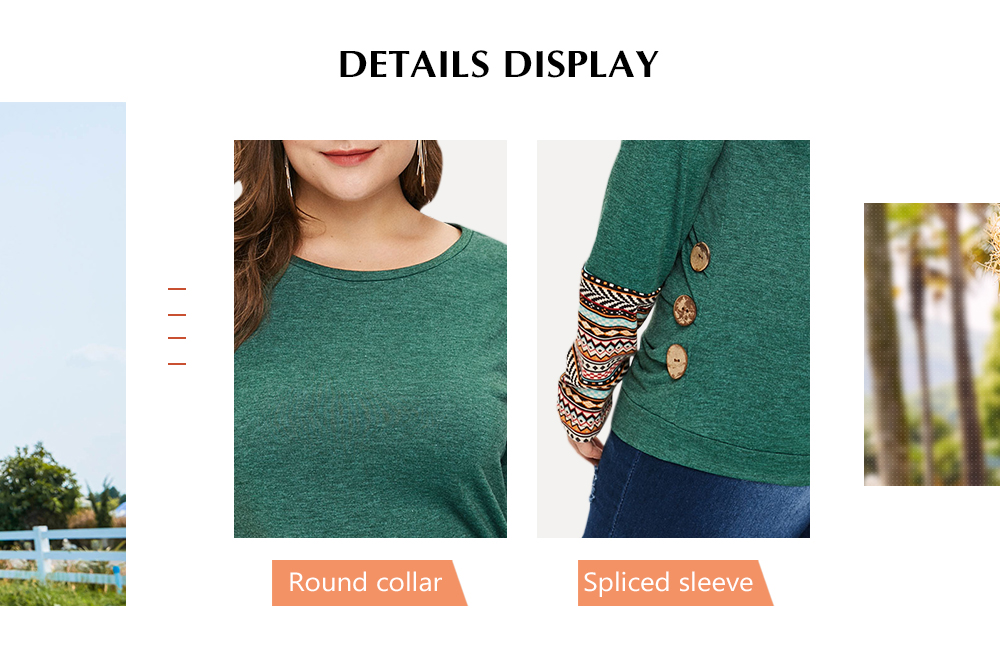 Plus Size Button Detail Round Neck T-shirt