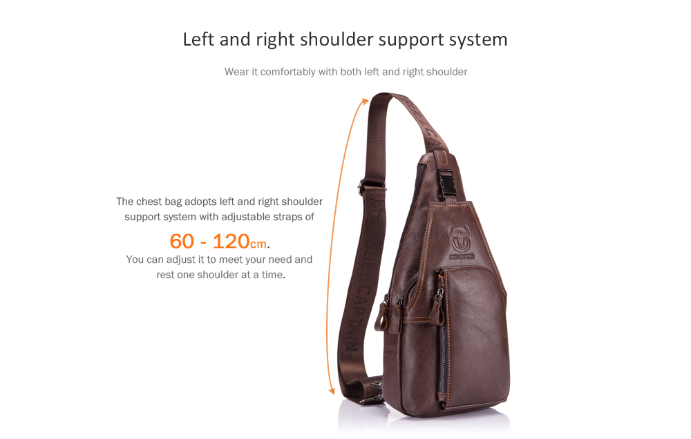 BULLCAPTAIN Anti-theft Genuine Leather Shoulder Bag for Men