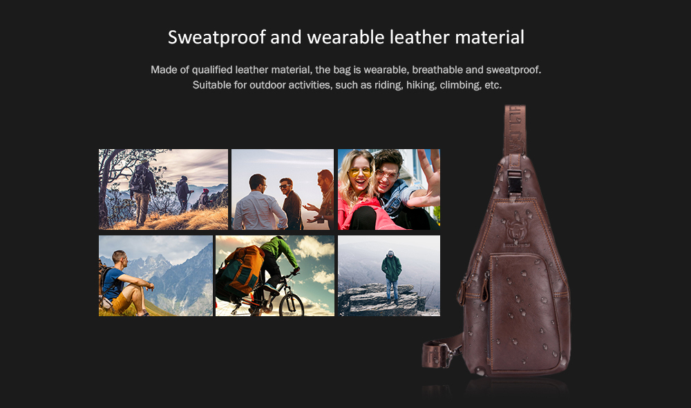 BULLCAPTAIN Anti-theft Genuine Leather Shoulder Bag for Men