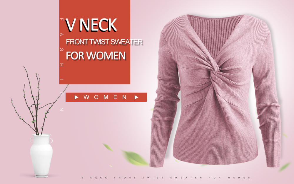 V Neck Twist Sweater