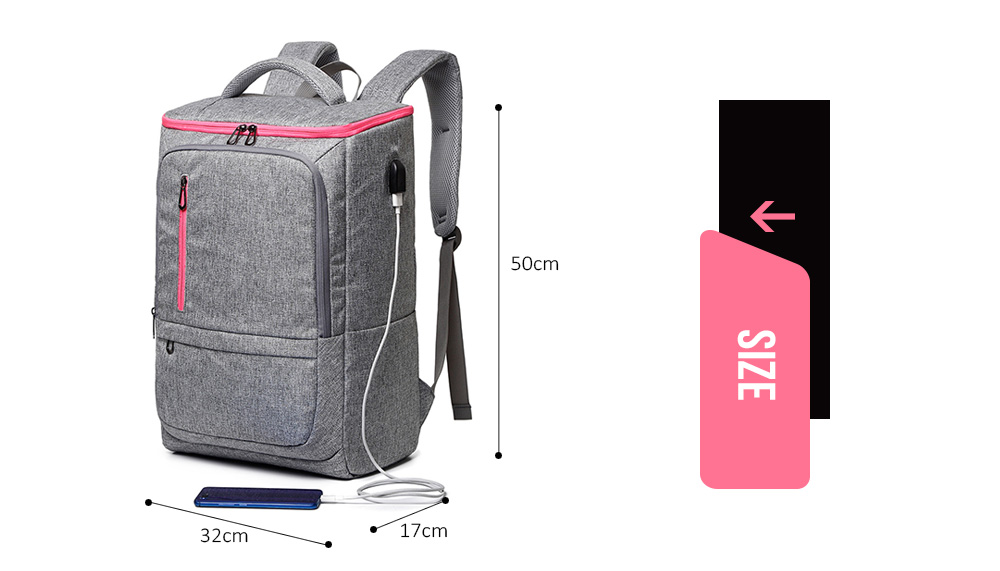 17 inch Men Water Resistant Backpack with USB Port Large Capacity Laptop Bag